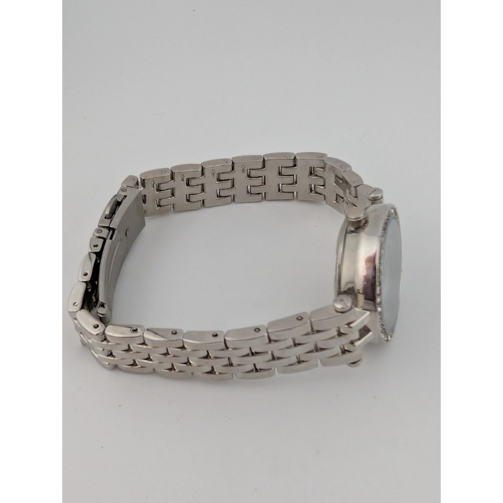 Women's Quartz Watch Silver 26mm Case Crystal Bezel 7" Band- New Battery - Picture 4 of 7